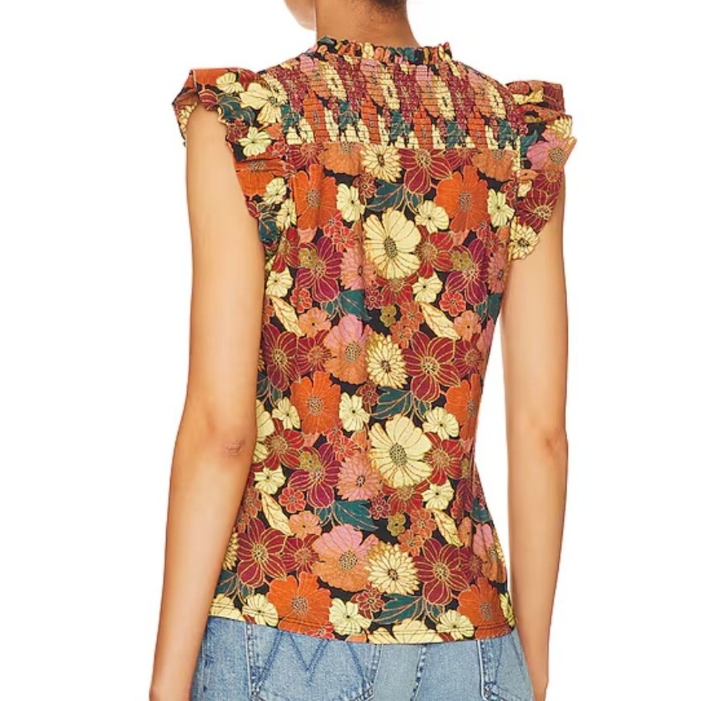 Nation LTD Habiba Tank Top Medium Ruffle Sleeve Smocked Floral Boho Cottagecore - Picture 3 of 10